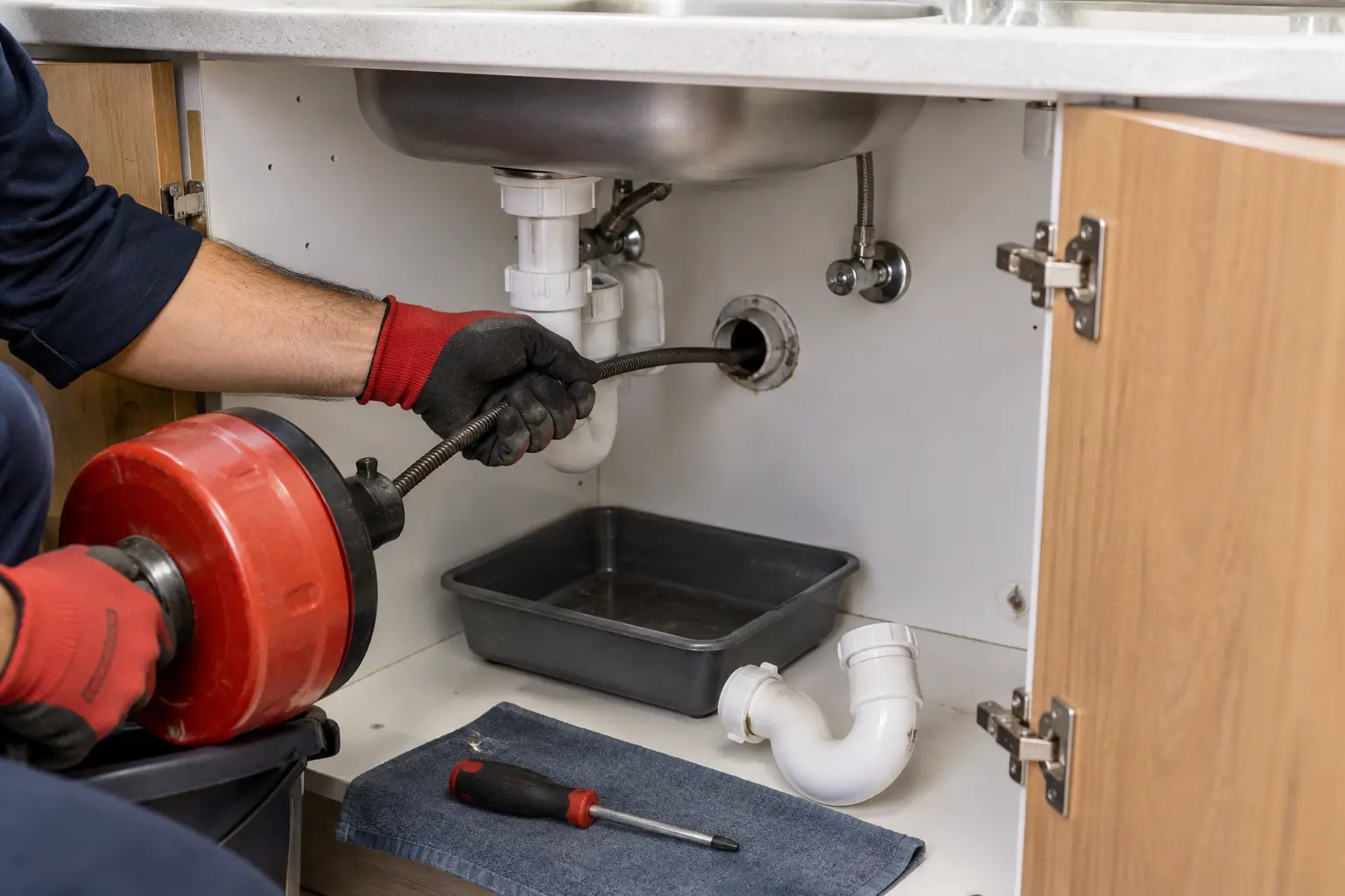 Lavabo gideri spiral ile açılıyor
