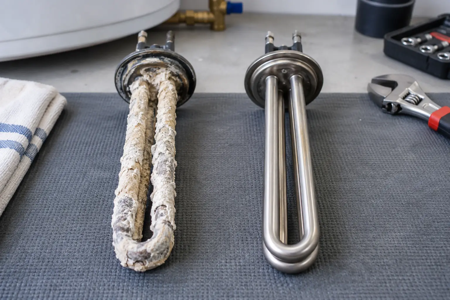 Kireçli ve temiz termosifon rezistansı